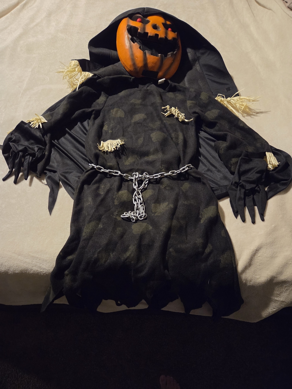 Scarecrow Pumpkin Scary Reaper Halloween Costume Kids Medium